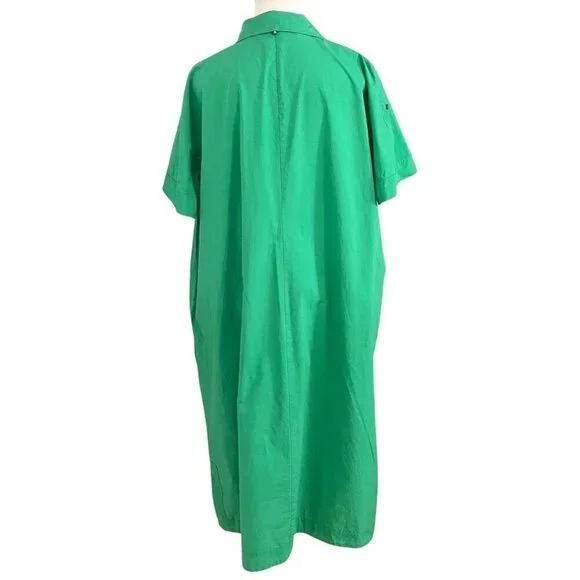 MARINA RINALDI SPORT GREEN COTTON-POPLIN DRESS - 16 - Picture 3 of 9